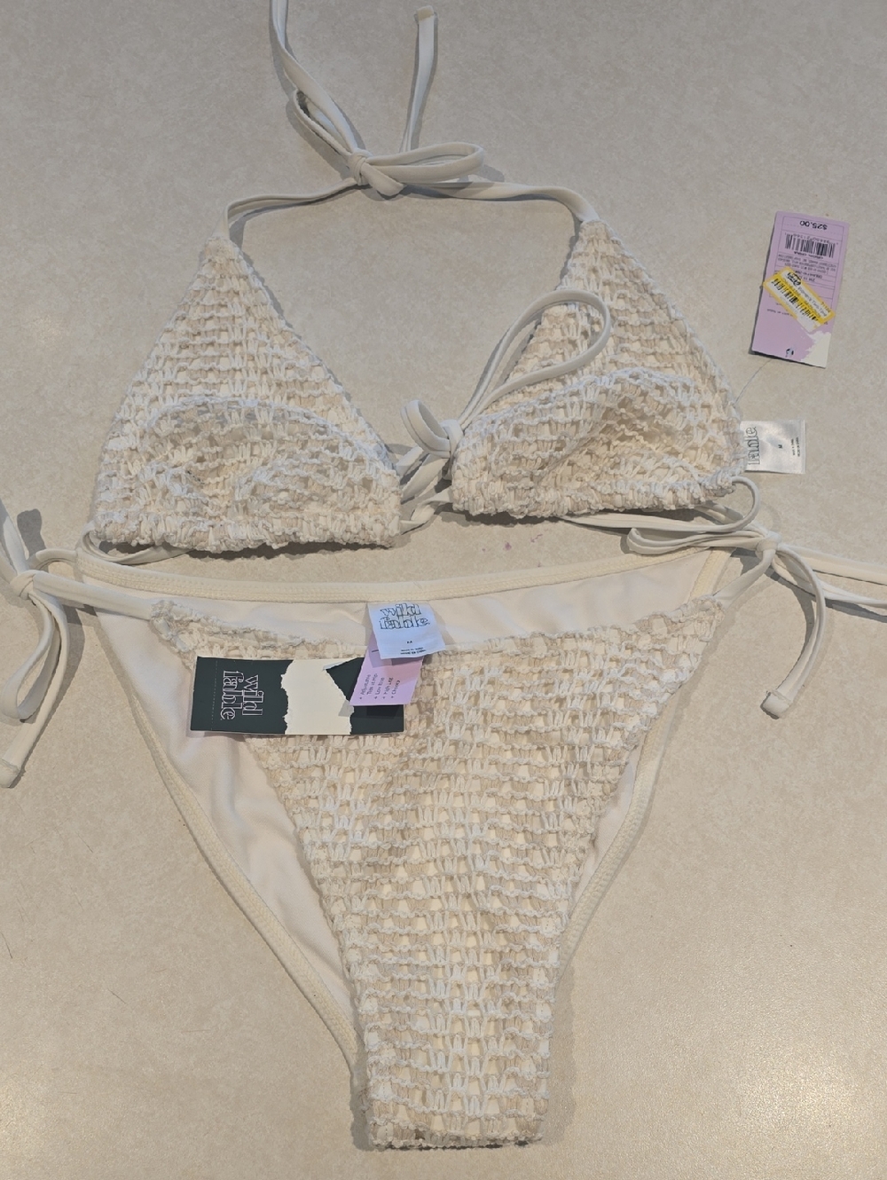 Wild Fable White Crochet Style String Bikini Size Medium